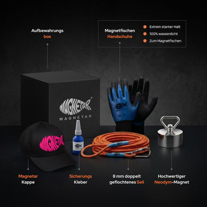 Magnetar - Magnetfischen Set für Frauen - Allround 600kg Bergemagnet - Magnetangel Paket mit Cap/Sei