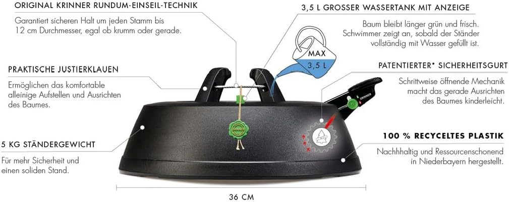 Krinner Green Line Comfort Grip M Recycling Christbaumständer Weihnachtsbaumständer inkl. Fusspedal
