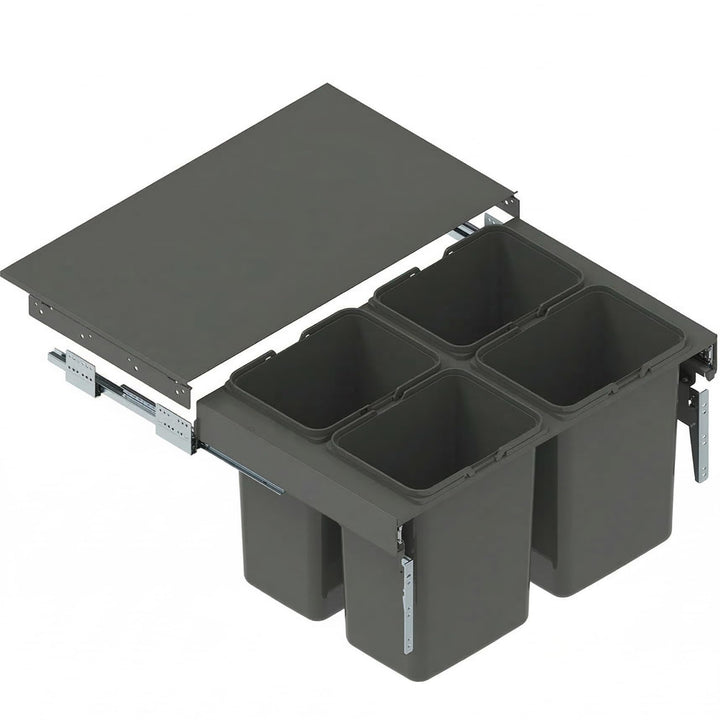 Einbau Mülleimer für 80 cm Küchenschrank 4x20L Abfallsystem mit Metall Vollauszug Soft Close Frontmo