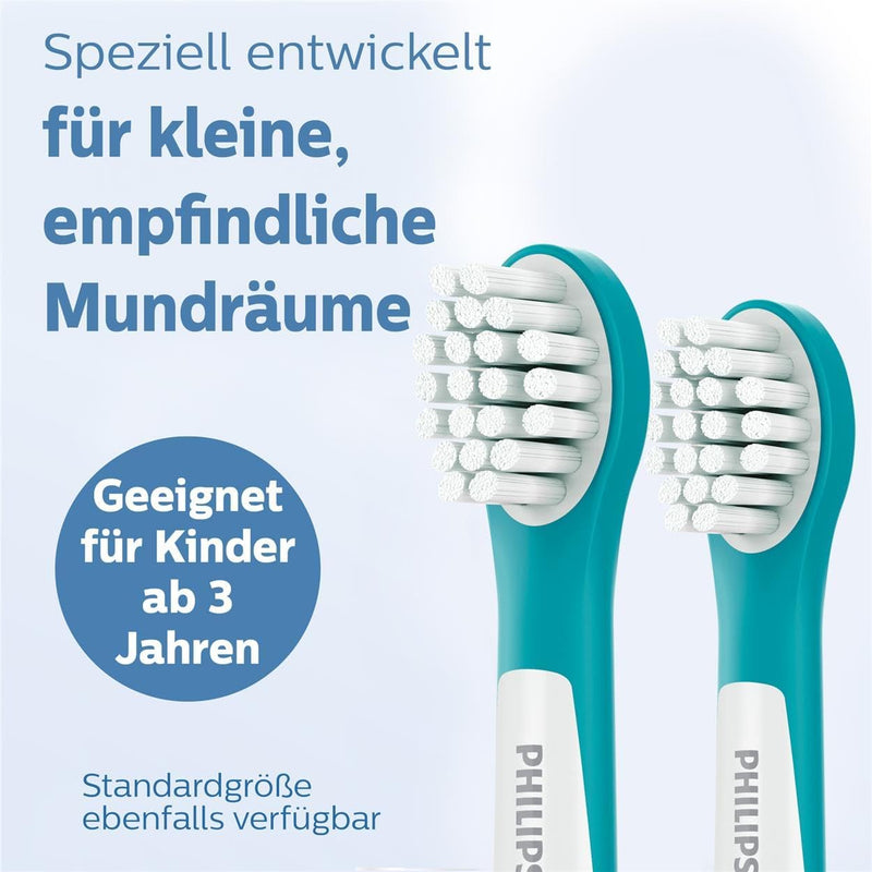 Philips Original Compact Bürstenköpfe für die Sonicare for Kids Schallzahnbürste (für Kinder ab 3 Ja