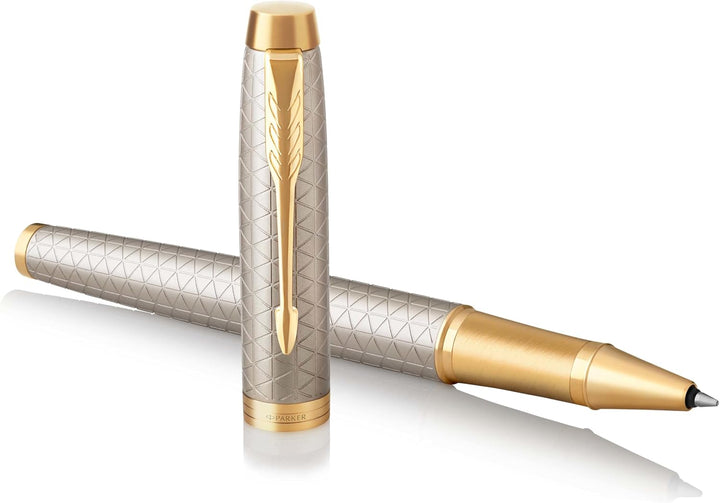 Parker IM Tintenroller - Premium Warm Silver - feine Spitze - Schwarz - Geschenkbox Premium Warm Sil