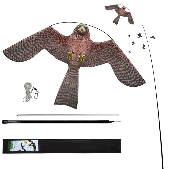 Flyonte Vogelschutz-Teleskop-Vogelscheuchen-Stil A-Drachen mit 4m ausziehbarer Stange Vogelabwehr-Dr