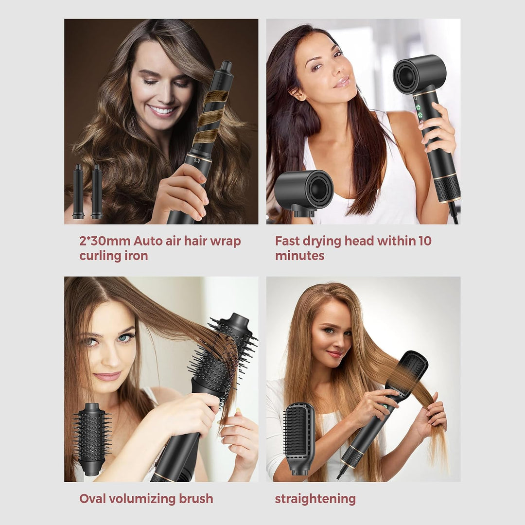 MogaWave Air Styler 7 in 1 Hair Styler Airbrush Haarstyler mit 110000 U/Min Haartrockner 1300W High