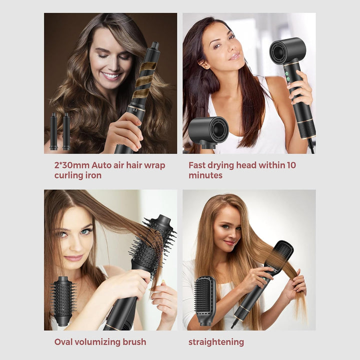 MogaWave Air Styler 7 in 1 Hair Styler Airbrush Haarstyler mit 110000 U/Min Haartrockner 1300W High