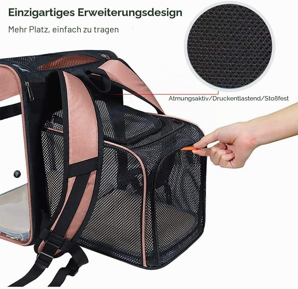 Transporttasche Rucksack Haustiere Hunde Katzen 10kg, Erweiterbare Grosse Tragbare Katzenrucksack Hu