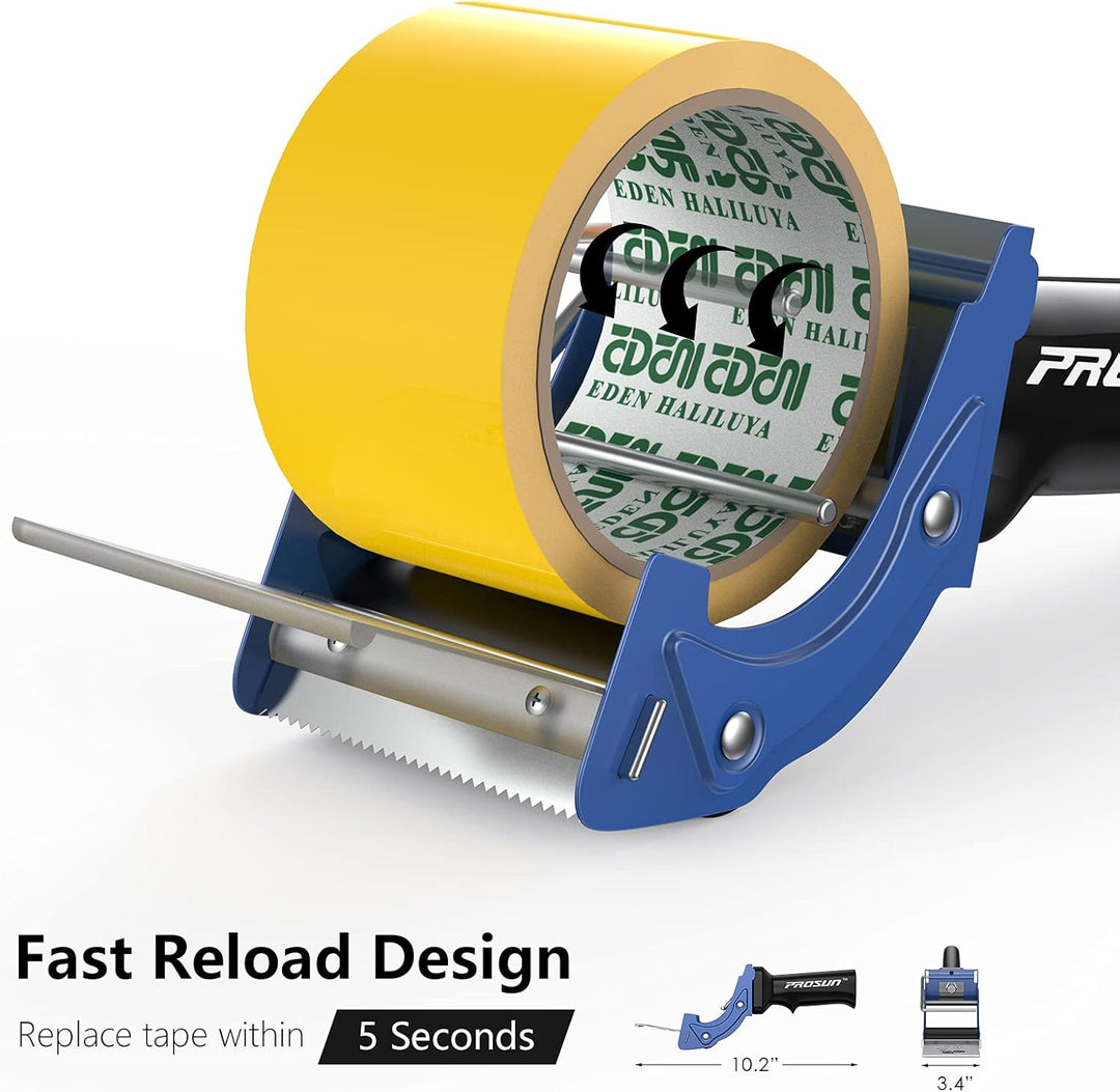 PROSUN Packetband Handabroller mit Bremse Metallgehäuse Schnell Reload Klebebandabroller, Paketklebe