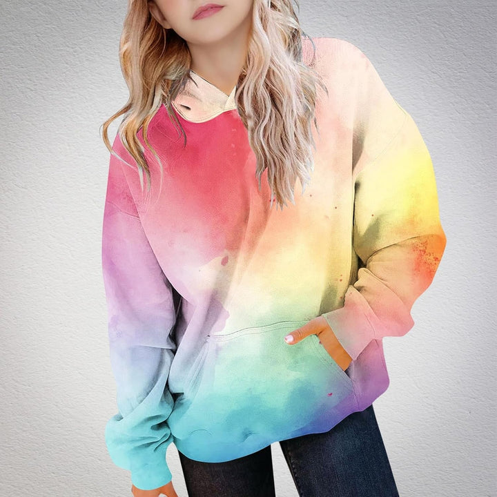 XINYUNZU Mädchen Kapuzenpullover Casual Hoodie Batik Sweatshirt mit Kapuze & Tasche Oberteile Langar