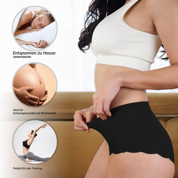 Unterhosen Damen,Nahtlos Slips Unterwäsche Frauen,Hohe Taille Panties,No Show Panties,Mehrpack 4Er P