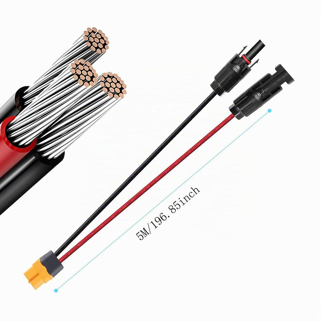 ZkeeShop Solarladekabel Solarstecker auf XT60 Adapter Stecker Anschluss von Solarpanel 12AWG Kabel f
