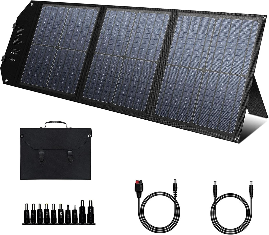 Powkey Solarpanel 60W Faltbares Solarpanel Monokristallines Solarmodul mit USB C 2*QC3.0 Port 12-18V