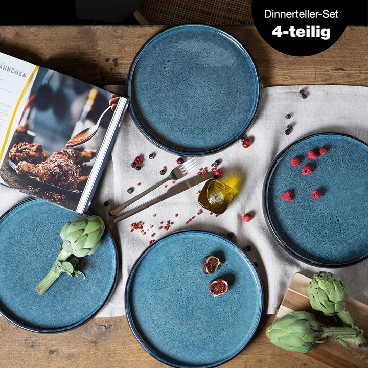 Moritz & Moritz SOLID 4x Speiseteller 26 cm - Steinzeug Teller Set - Geschirr Set zum Servieren Dinn