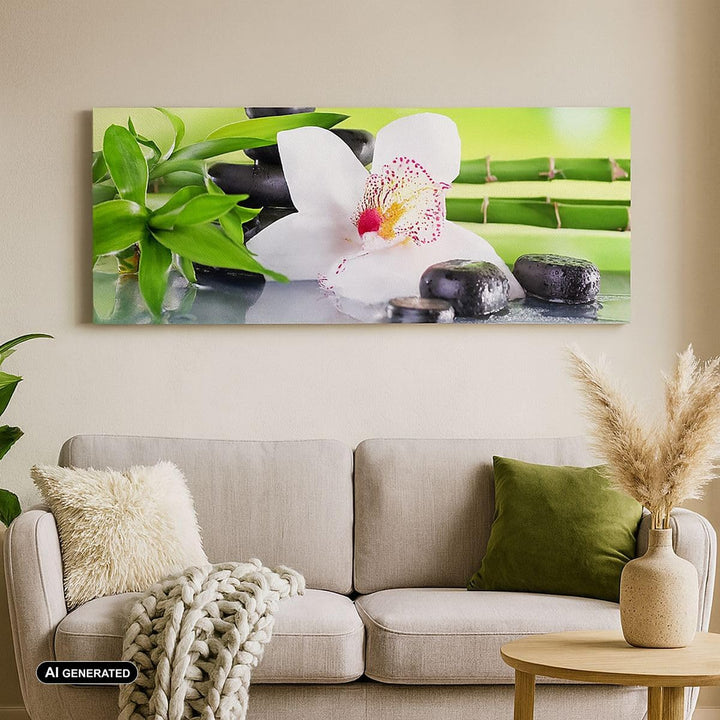 Panorama Bilder auf Leinwand 100x40cm Leinwandbild mit Rahmen blume orchidee Gross Wanddeko Bild Sch