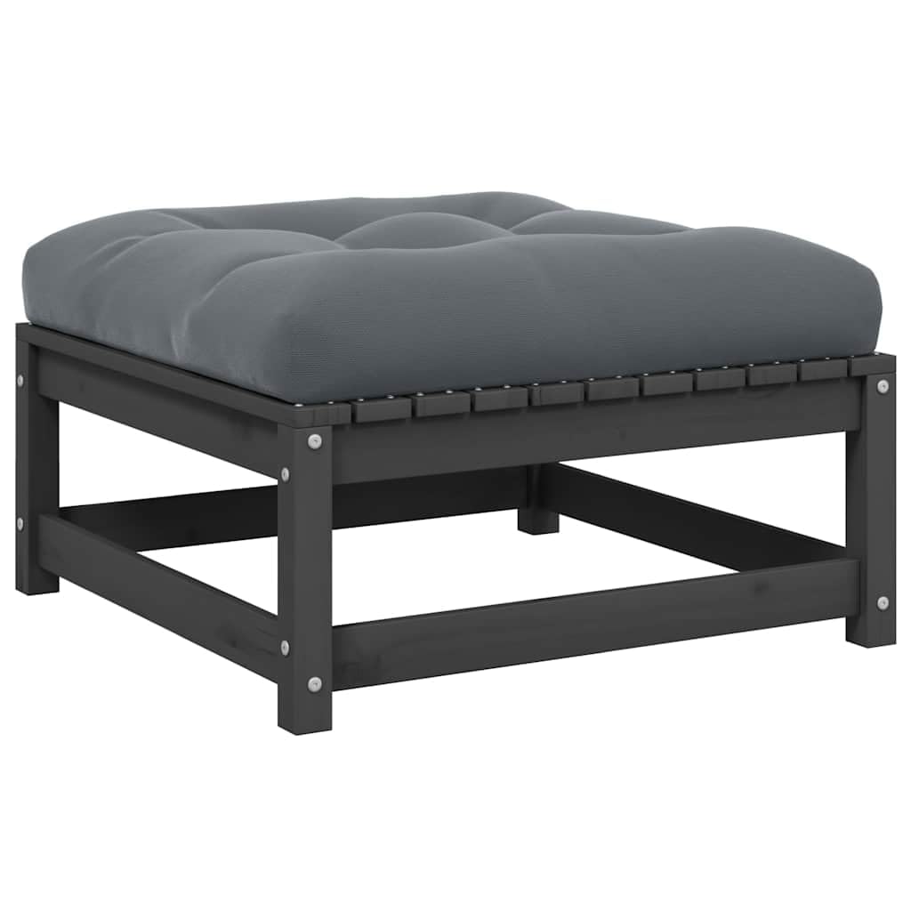 vidaXL Garten Fusshocker mit Grauen Kissen, Modular Gartenmöbel Lounge, Sitzhocker Hocker für Garten