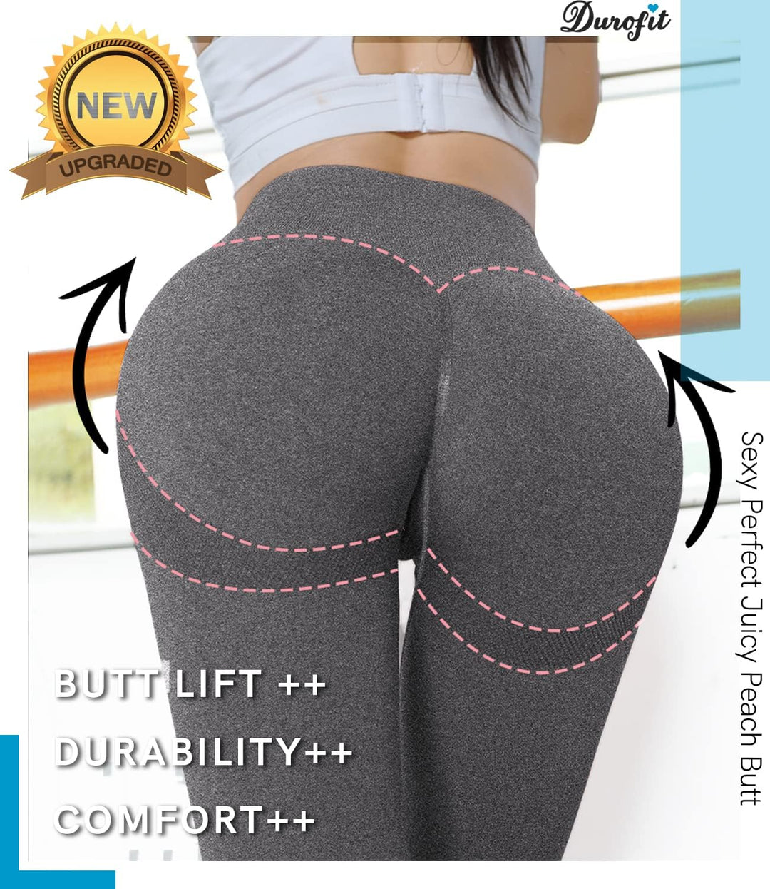 DUROFIT Scrunch Butt Sport Leggings Für Damen, High Waist Blickdicht Po Push Up Booty Leggings für S