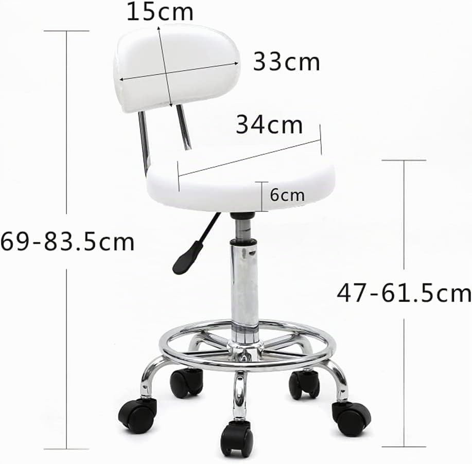 Ergonomischer Rollhocker mit Rückenlehne Arbeitshocker Drehhocker Rollhocker 360° drehbar Höhenverst