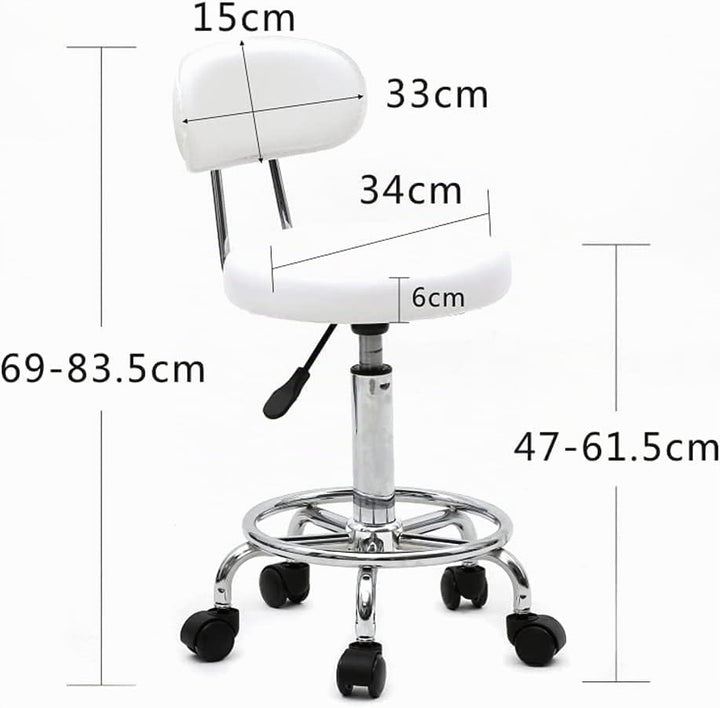 Ergonomischer Rollhocker mit Rückenlehne Arbeitshocker Drehhocker Rollhocker 360° drehbar Höhenverst