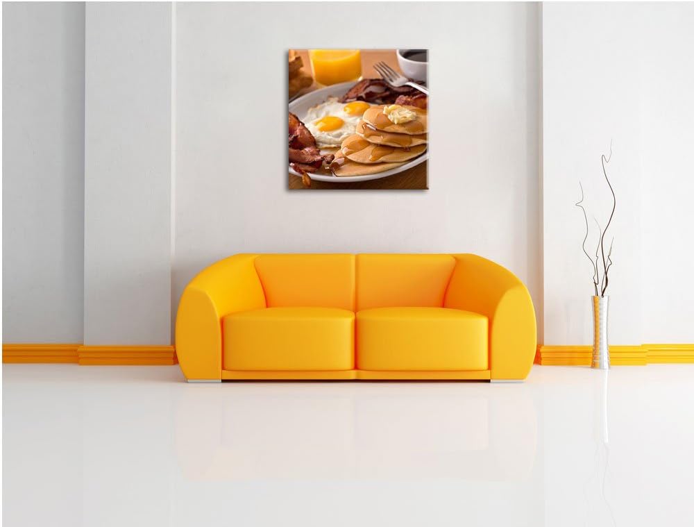 Pixxprint Frühstück, Format: 70x70 auf Leinwand, XXL riesige Bilder fertig gerahmt mit Keilrahmen, K