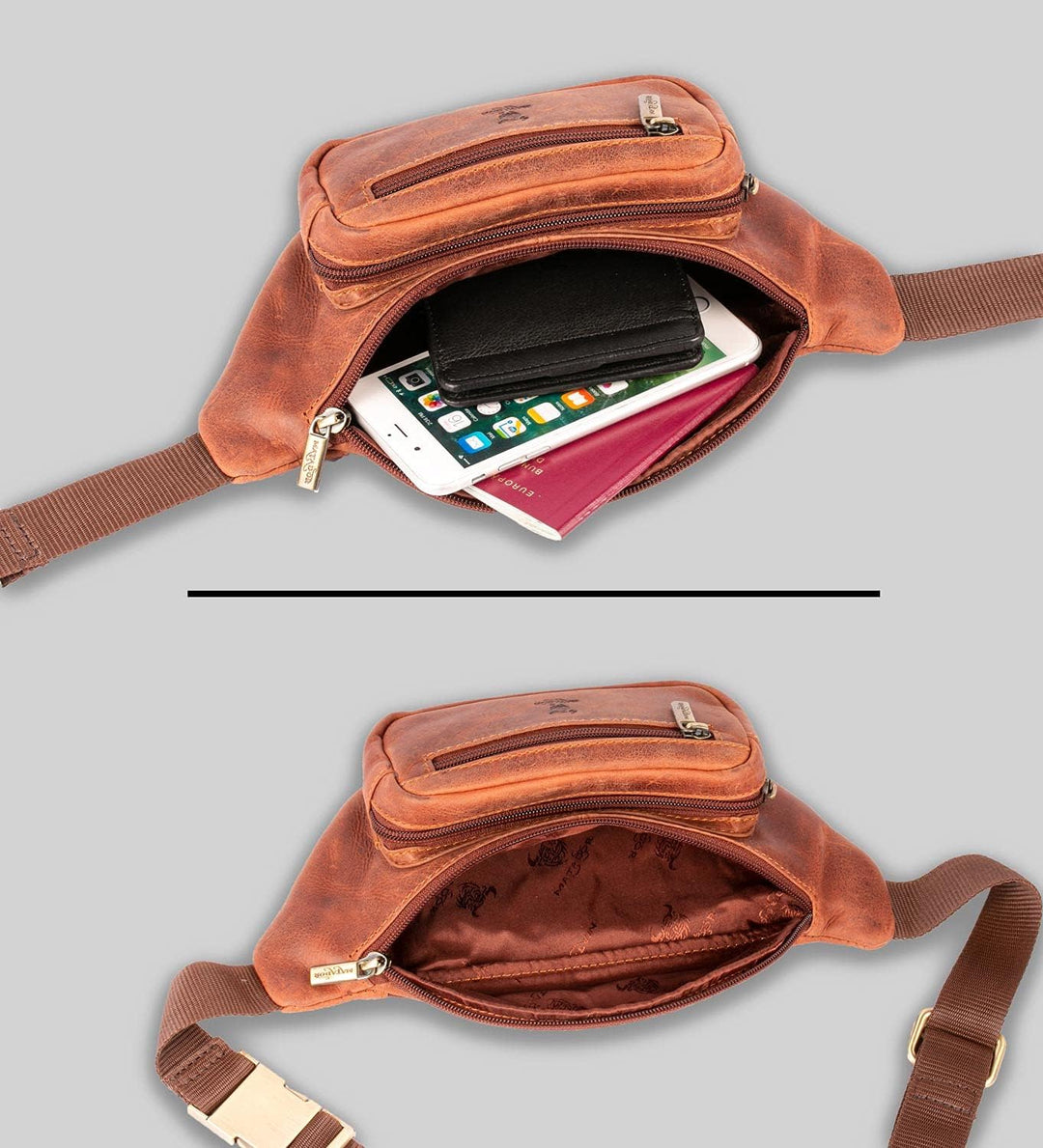 Matador Gürteltasche Herren Echt Leder Festival Hüfttasche Männer Bauchtasche Freizeittasche Lederta