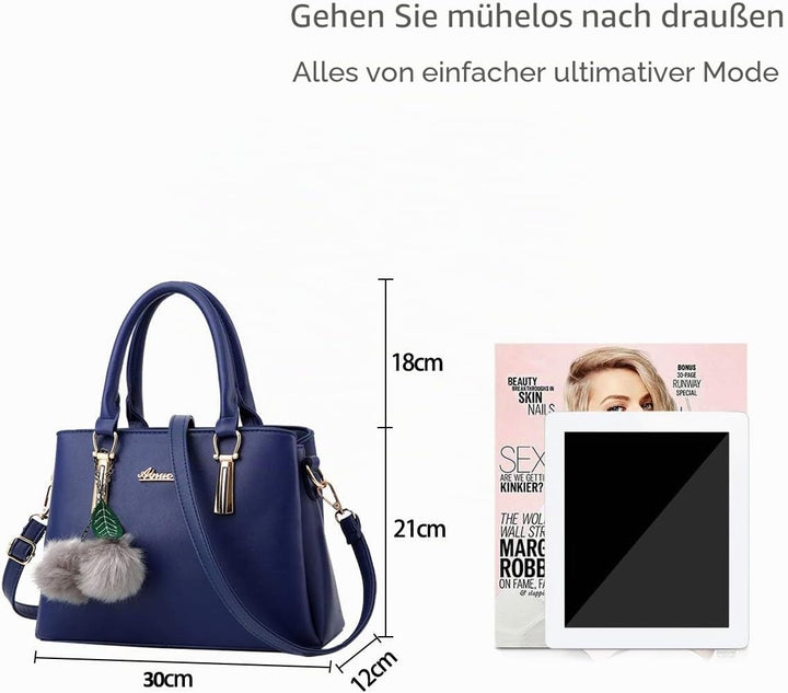 Nicole&amp;Doris Neue PU-Leder beiläufige Art und Weise Handtasche Schultertasche Messenger Bag Navy Bla