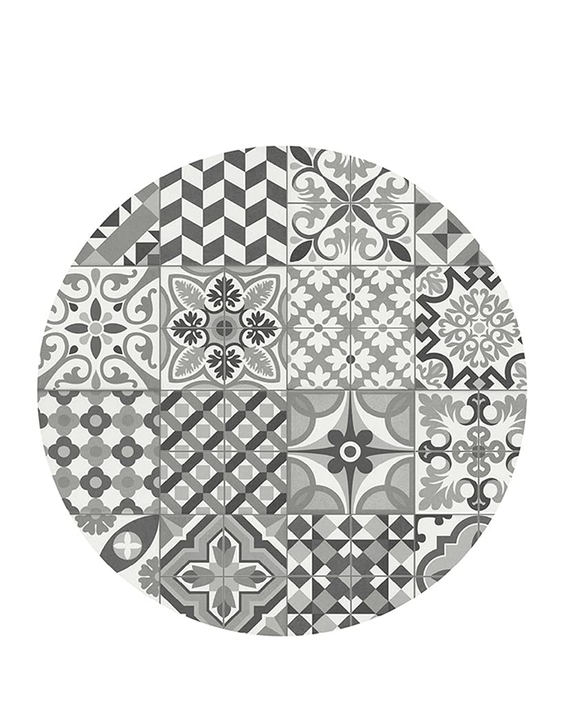 Vilber, Toledo Vinyl-Teppich, rund, Farbe 05, Durchmesser 78 cm 78 cm diámetro Schwarz / Grau - 05,