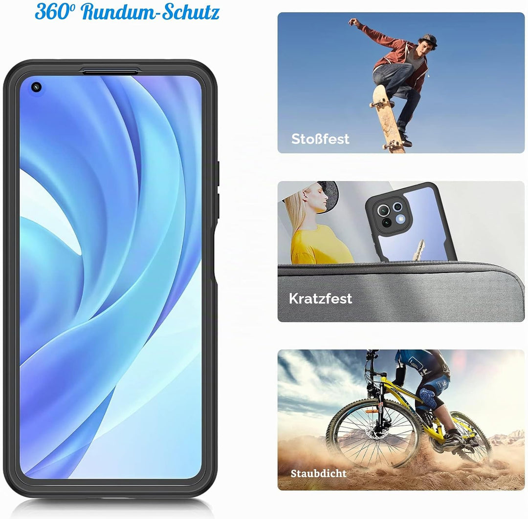 CENHUFO für Xiaomi Mi 11 lite 5G Hülle, 360 Grad Schutzhülle Panzerhülle mit Eingebautem Displayschu