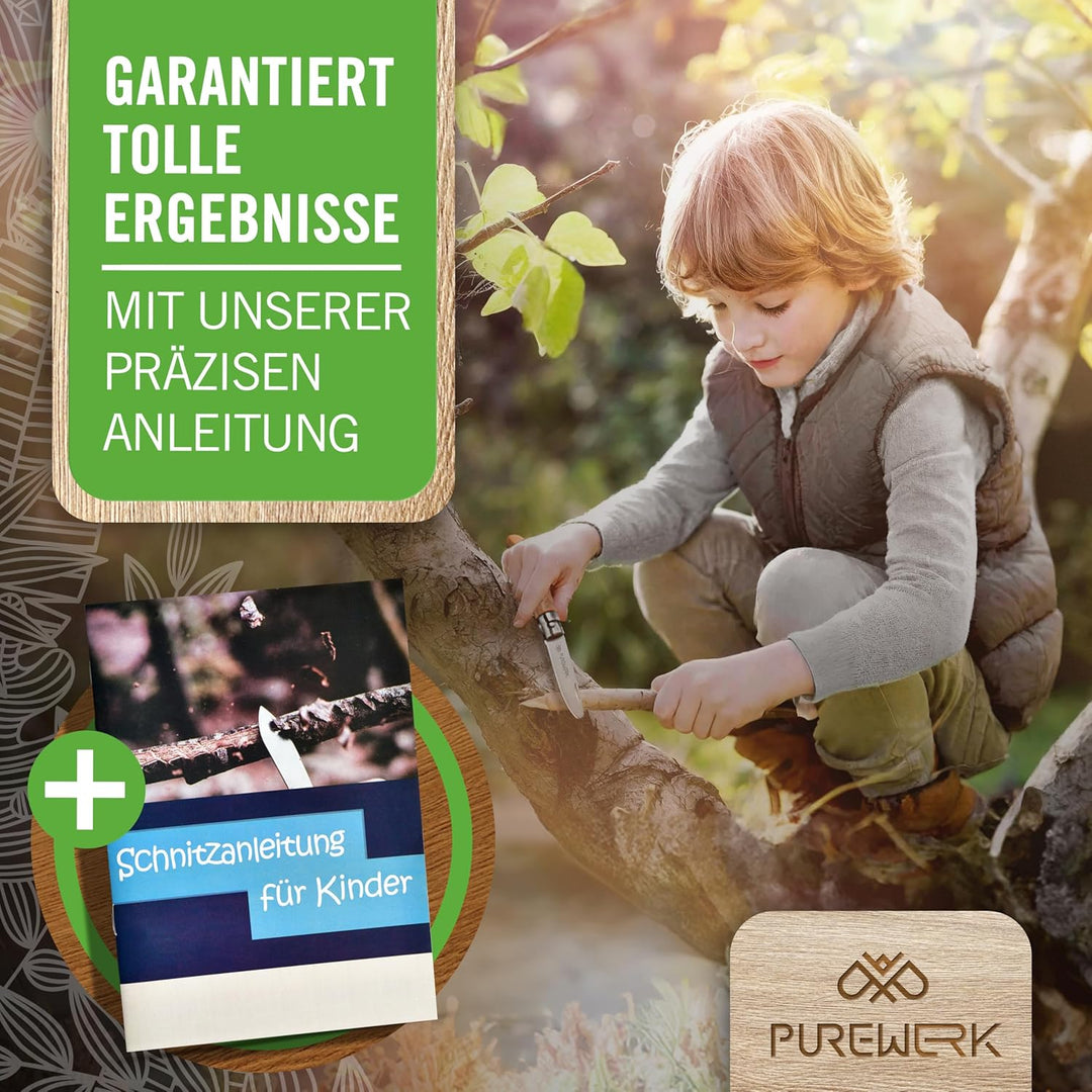 Schnitzmesser Kinder ab 6 Jahre [mit abgerundeter Spitze] - klappbares Outdoor-Taschenmesser mit Hol