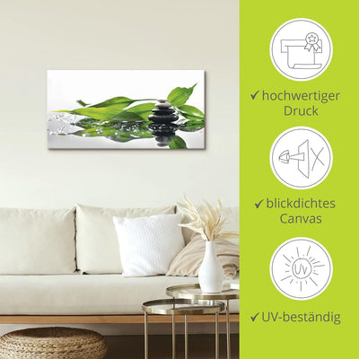 ARTland Leinwandbilder Wandbild Bild auf Leinwand 60x30 cm Wellness Zen Stein Fotografie Grün Spa mi