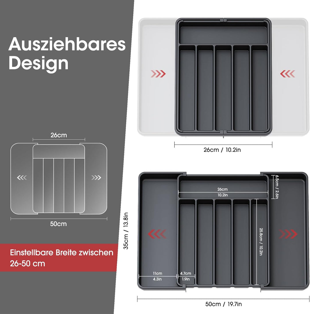 AUJEN Besteckkasten für Schubladen -Abnehmbar Besteckeinsatz für Schubladen,Praktischer Schubladenei