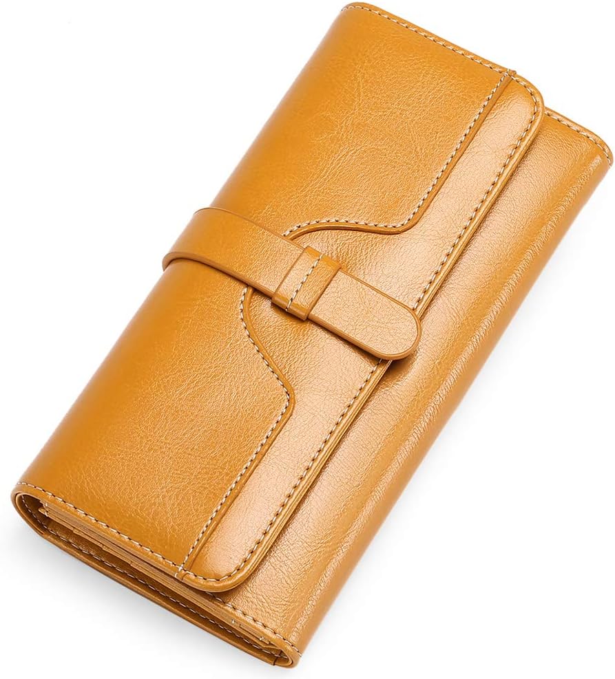 SENDEFN Portemonnaie Damen Gross, RFID-Blockade Damen Geldbörse, Grosse Leder Geldbörse für Damen mi