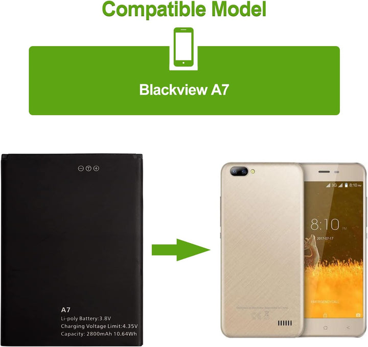SwarKing Ersatz Akku Kompatibel mit Blackview A7 & A7 Pro Blackview A7 with Toolkit