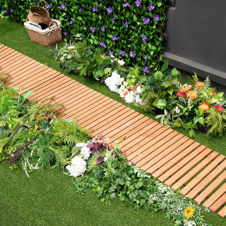 SOARS Rollweg, Gartenweg aus Tannenholz mit Tragegriff & Metalldraht, Gartentritt, Gehweg, Holztritt