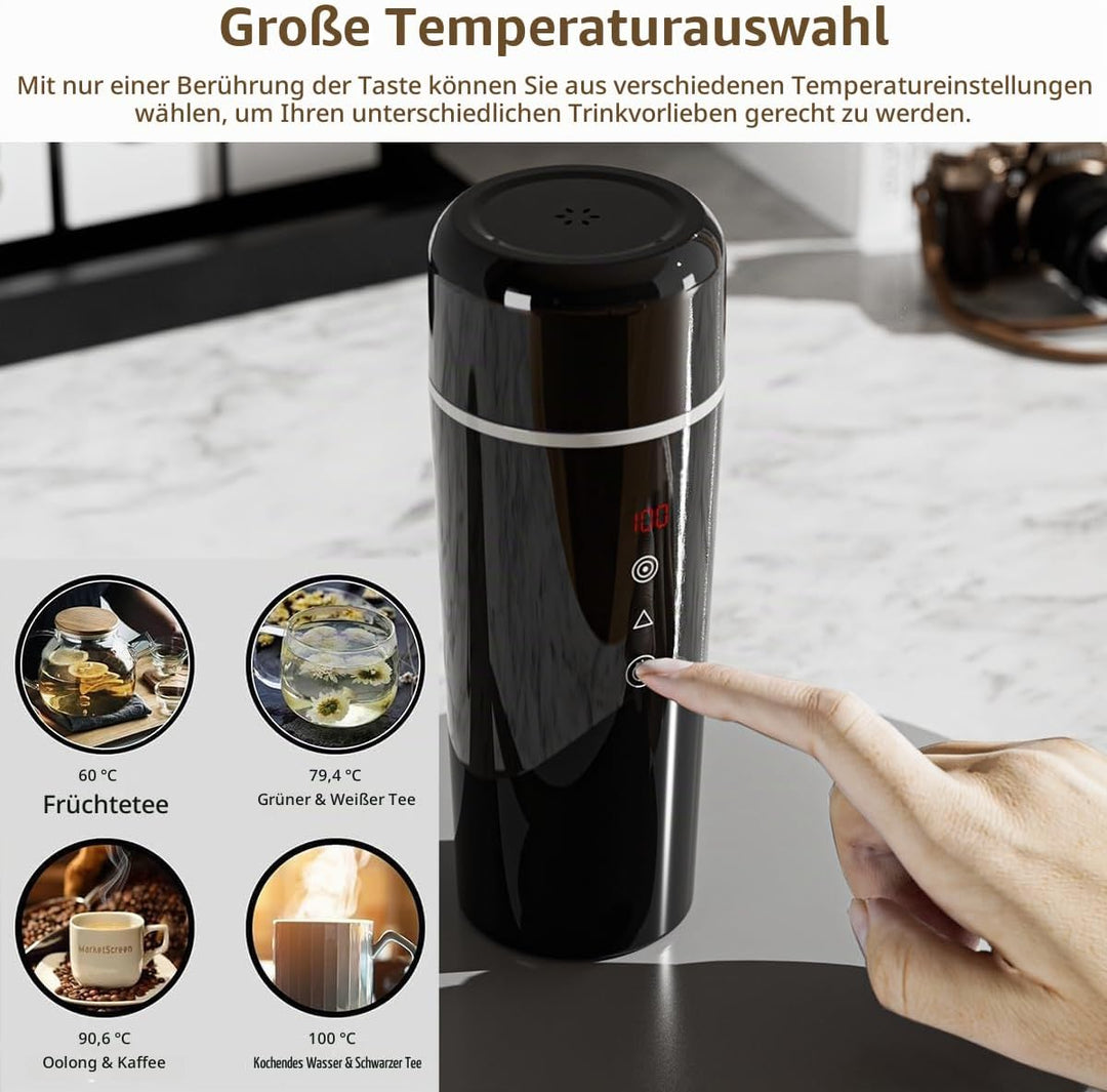 Wasserkocher für Auto, 12V 24V Wasserkocher Cup für LKW Taxi, 420ml Tragbarer Schneller Fläschchenwä