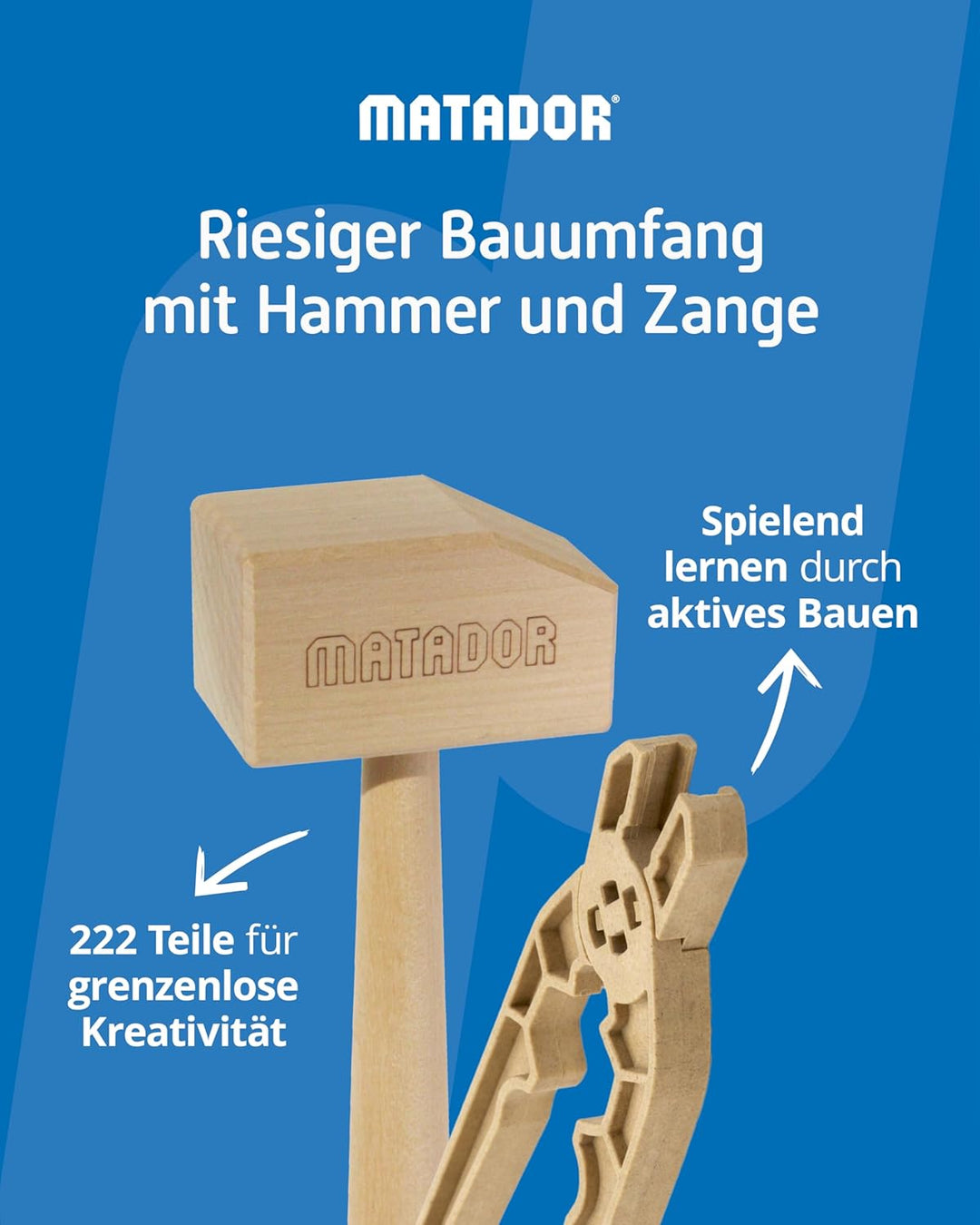 Matador 11222 E222 Baukasten, ab 5 Jahren, holzfarben, bunt