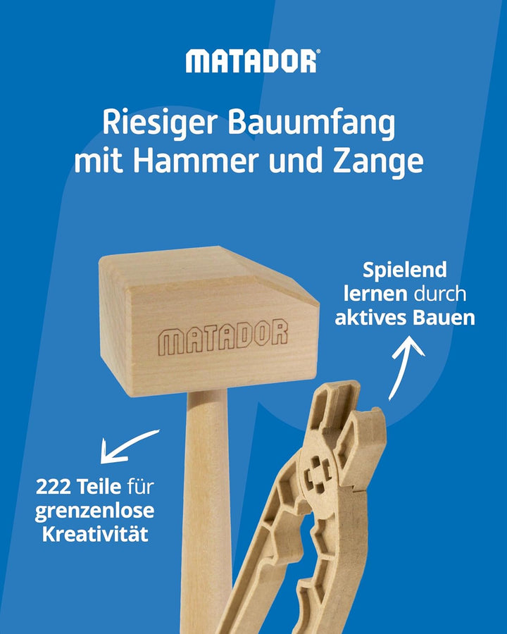 Matador 11222 E222 Baukasten, ab 5 Jahren, holzfarben, bunt