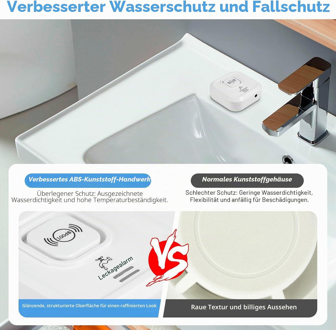 Wassermelder WLAN 100 dB Lauter Wassersensor mit Smart Life App Fernbedienung - Wasseralarm für Küch