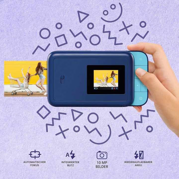 KODAK Smile Digital Sofortbildkamera mit 2x3 ZINK Drucker - HD-Qualität - 10MP, LCD Display, Micro S