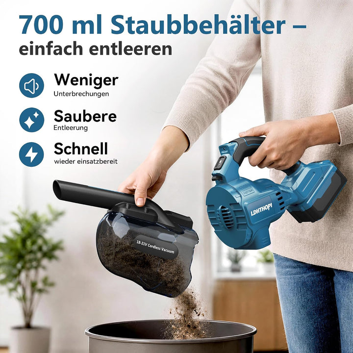 LDHTHOPI Akku Staubsauger für Makita 18V,20000 Pa Starke Saugleistung,1,28 kg Leichter Staubsauger m