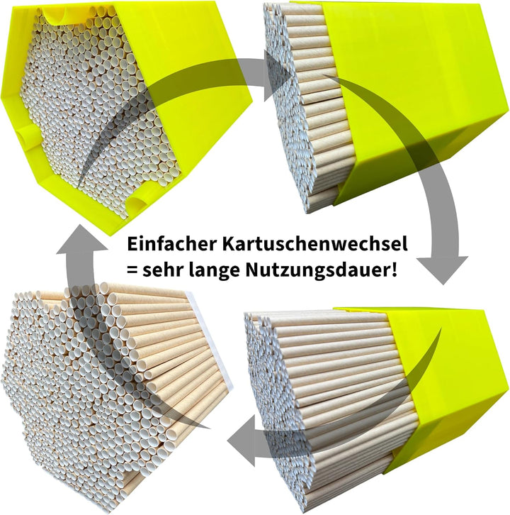 Wildbienen-Nisthilfe – absolut haltbar &amp; wetterfest. Insektenhotel mit 600 Nisthülsen. Hochwertiges