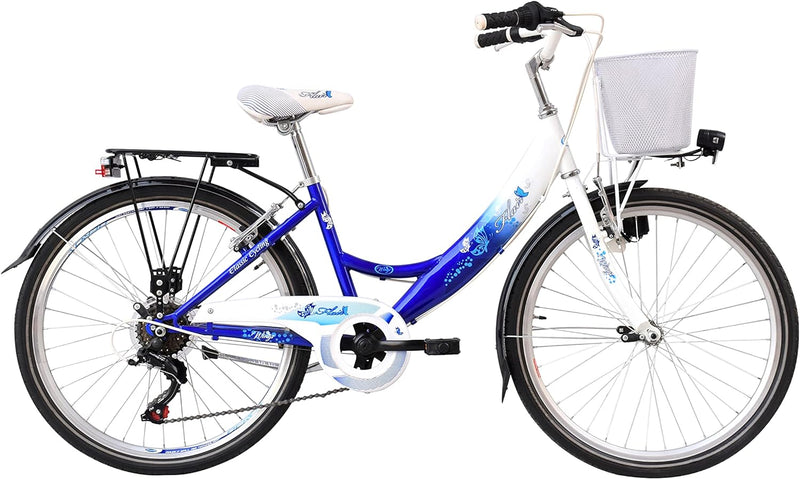 24 Zoll Kinder City Mädchen Fahrrad Mädchenfahrrad Kinderfahrrad 6 Shimano Gang Beleuchtung STVO Rad