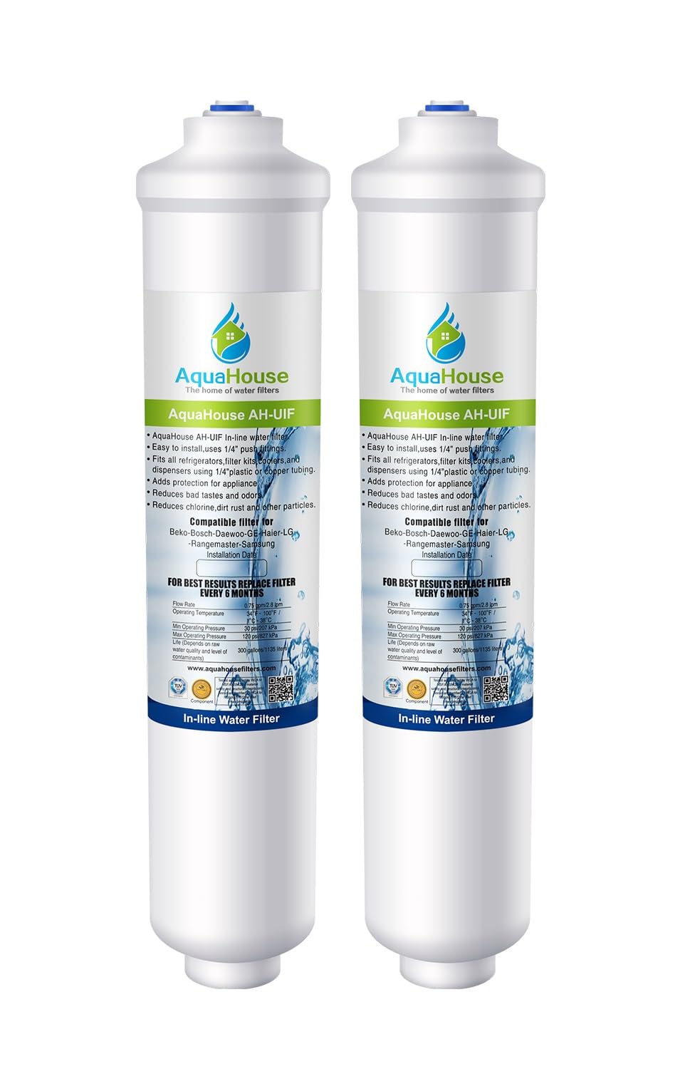 2x Aquahouse UIFS kompatibel Kühlschrank Wasserfilter für Samsung DA29-10105J HAFEX/EXP WSF-100 Aqua
