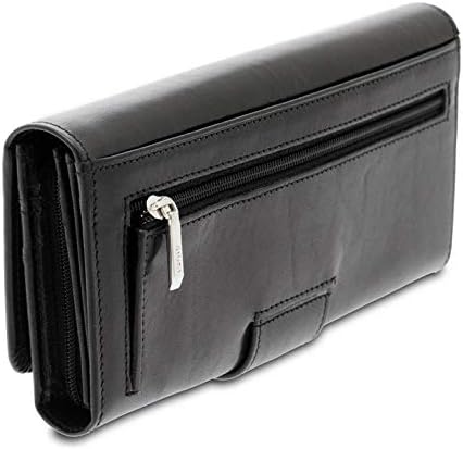 GIUDI ® - Damen Geldbörse aus Rindsleder, Geldbörse, Kartenetui, echtes Leder Schwarz, Schwarz