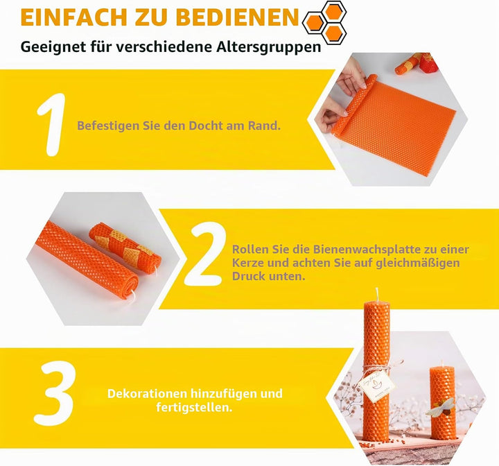 SUPAWAY 12 Stück Bienenwachsblätter Bienenwachs-Kerzenherstellungsset Bienenwachsflocken Kerzenwachs