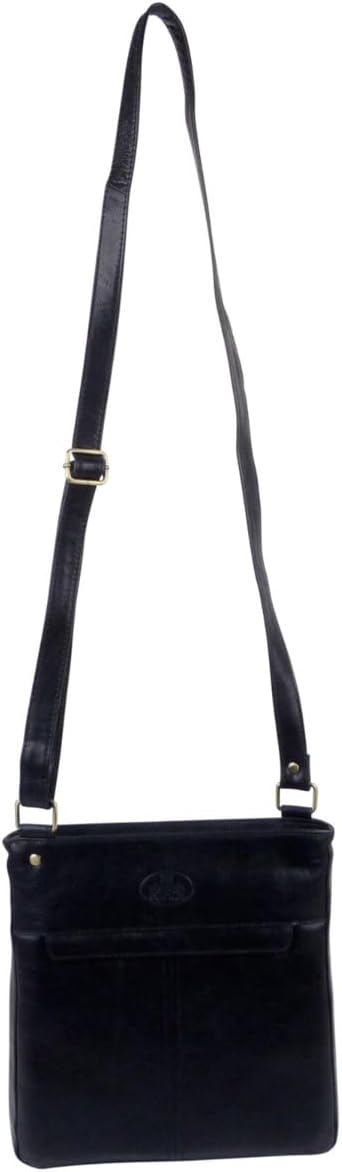 Rowallan Of Scotland Unisex-Umhängetasche aus der Supatra-Reihe, Leder Schwarz, Schwarz