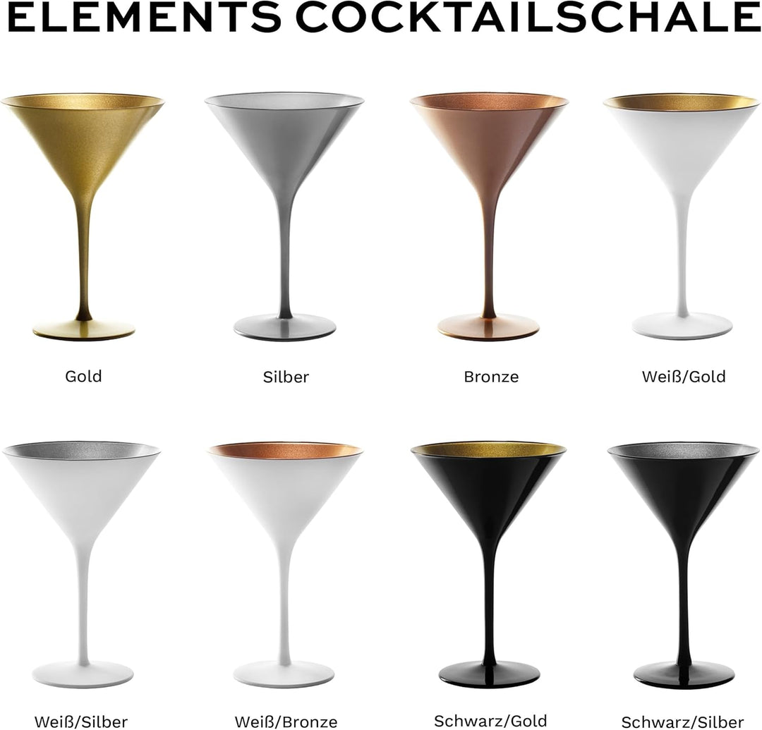 Stölzle Lausitz Cocktailschale Elements 240ml I Martini Gläser 6er Set I gold I Cocktailgläser spülm