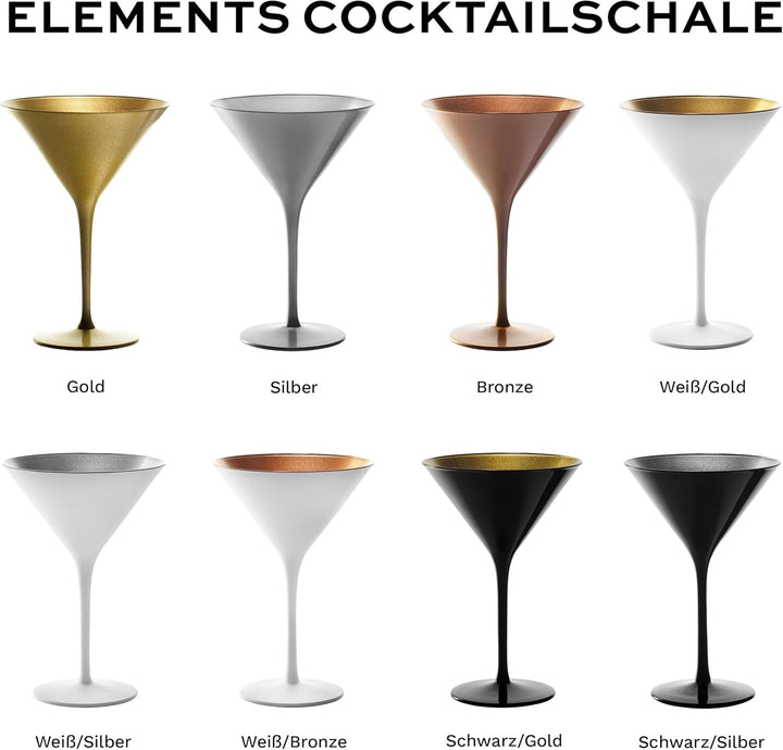 Stölzle Lausitz Cocktailschale Elements 240ml I Martini Gläser 6er Set I gold I Cocktailgläser spülm
