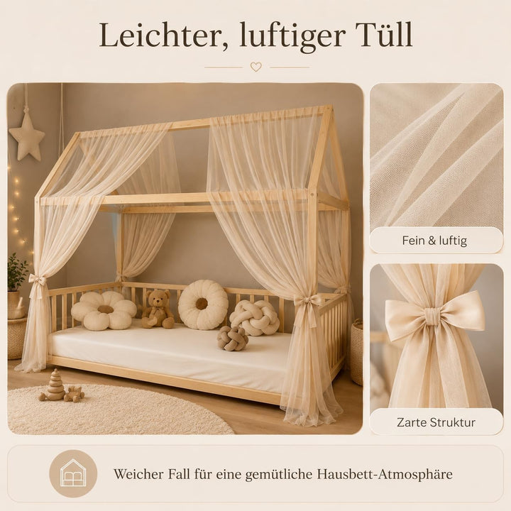 Baby Fancyroom Betthimmel für Hausbett Kinderbett, universell, Premium Tüll, 2-teilig, Hausbetthimme