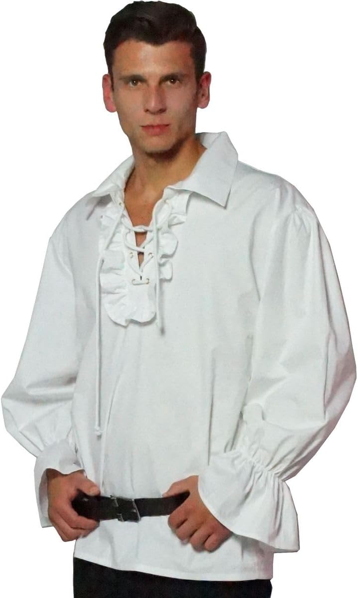 MAYLYNN 13711-XXL - Piratenhemd Rüschenhemd Mittelalter Hemd, Grösse XXL, weiss XXL Weiss, XXL Weiss