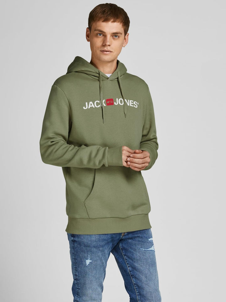 JACK & JONES Male Kapuzenpullover Logo Kapuzenpullover S Grün (Dusty Olive/Reg Fit), S Grün (Dusty O