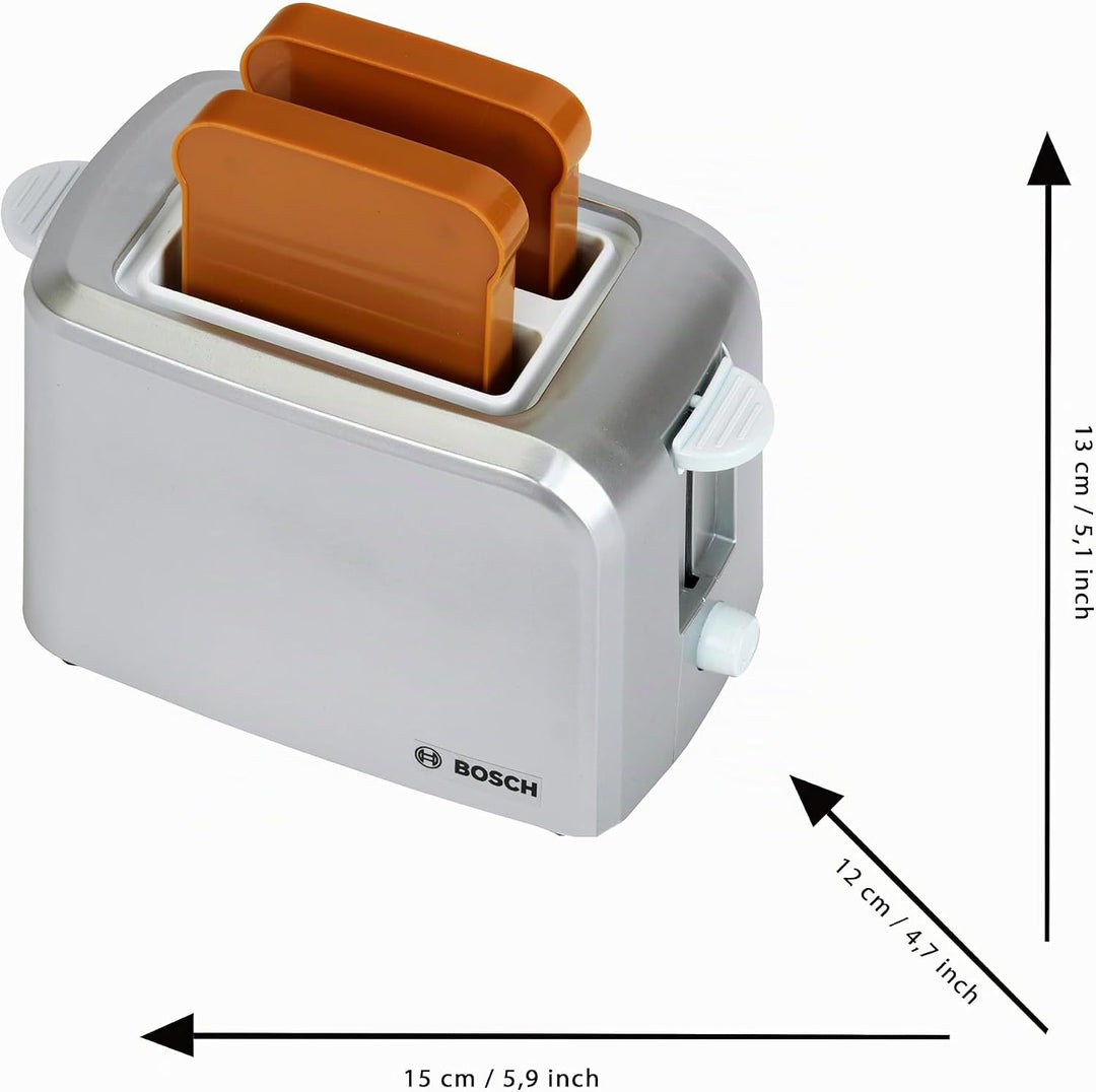 Theo Klein 9210 Bosch Toaster mit mechanischer Toastfunktion I Inklusive 2 Scheiben Spielzeugtoast I
