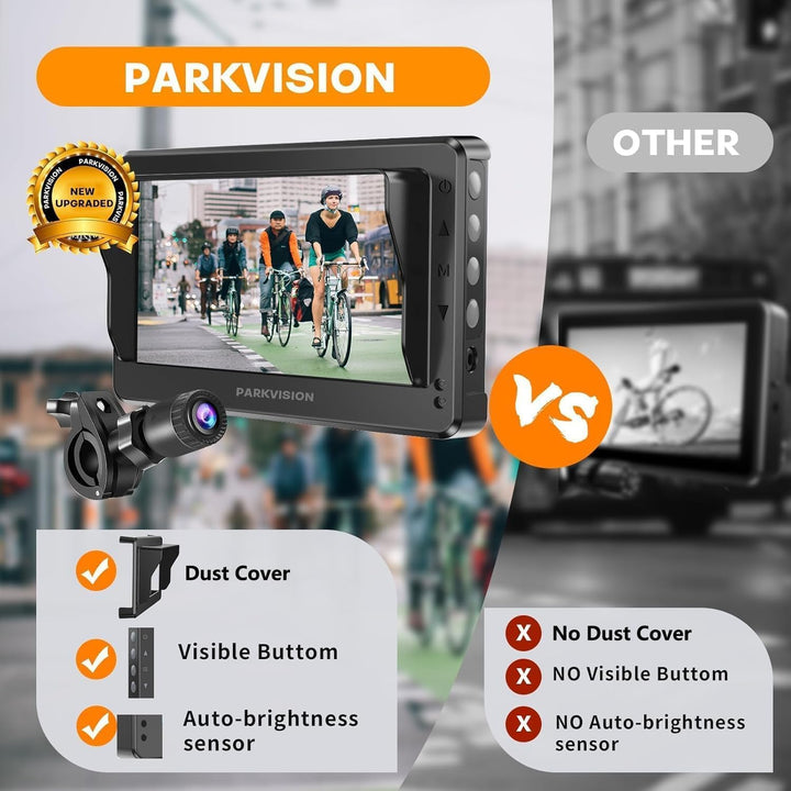 PARKVISION Fahrradspiegel Kamera 1080P, 8000mAh, Lenker 20-40mm, E-Bike